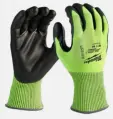 MILWAUKEE CUT LEVEL 5 HI-VIS POLYURETHANE DIPPED GLOVES W/ SMARTSWIPE FINGERTIPS MEDIUM